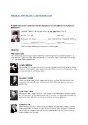 English Worksheet: Physical Appearance and personality