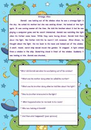 English Worksheet: A Strange Alien