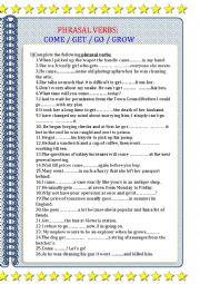 English Worksheet: Phrasal verbs:come,go,get,grow