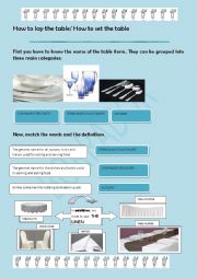 English Worksheet: How to lay the table