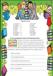 English Worksheet: What are Jack and his family members doing?