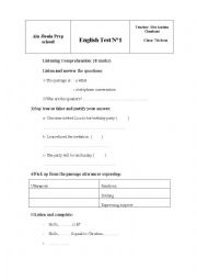 English Worksheet: 8th form test n1