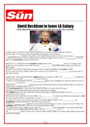 English Worksheet: David Beckham to leave LA Galaxy (WITH KEY)