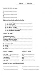 English Worksheet: DATES