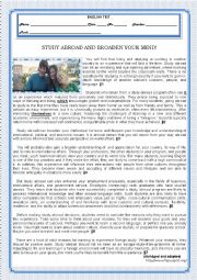 English Worksheet: STUDY ABROAD AND BROADEN YOUR MIND!