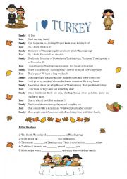 English Worksheet: Thanksgiving Dialogue