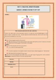 English Worksheet: unit 3   Women choose to opt out