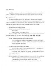 English Worksheet: syllabication