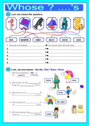 English Worksheet: Whose? - s - - - Possessive case