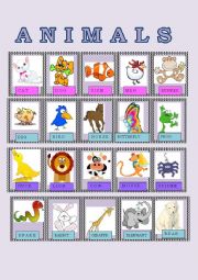 English Worksheet: ANIMALS SMALL FLASH CARDS