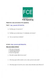 English Worksheet: FCE speaking analysis