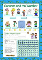 English Worksheet: weather words and seasons