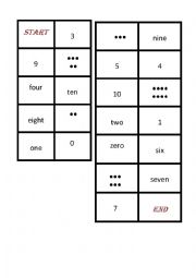 English Worksheet: Numbers domino