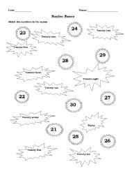 English Worksheet: number names