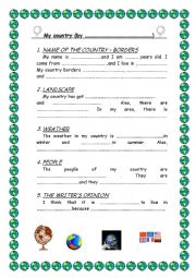 English Worksheet: my country