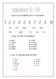 English Worksheet: numbers - plural