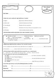 English Worksheet: exam: grammar, vocabulary and function