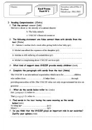 English Worksheet: end of term test n1 