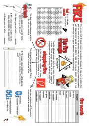 English Worksheet: Fire - Info and experiments