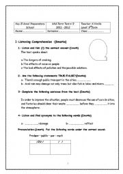 English Worksheet: 9eme contr 2