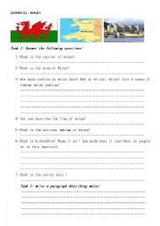 English Worksheet: wales quiz