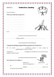 English Worksheet: Producing and delivering a speech