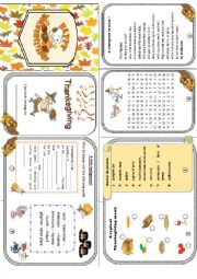 English Worksheet: Thanksgiving minibook