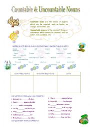 English Worksheet: countable & uncountable nouns