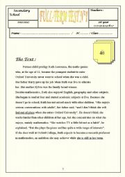 English Worksheet: Full-Term Test N1  A GIFTED BOY