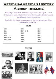 English Worksheet: African-American Timeline, Black History