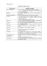 English Worksheet: Phrasal verbs about leisure