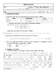 English Worksheet: Mid term test N3 7th formers