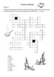 English Worksheet: Cooking crossword - PAIRWORK/SPEAKING ACTIVITY
