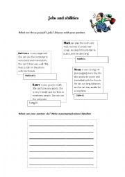 English Worksheet: Jobs and abilities