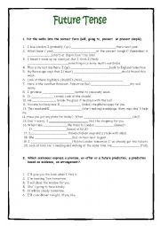 English Worksheet: Future Tense with key