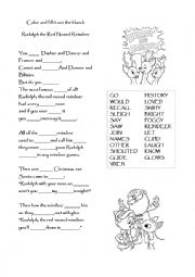 English Worksheet: Rudolph the red Nosed - Rendeer