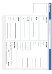 English Worksheet: Facebook Profile Template