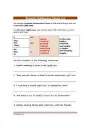 English Worksheet: present continous