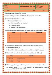 English Worksheet: Mid-term English Test N2   7th  Form