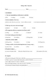 English Worksheet: Plot / setting / character