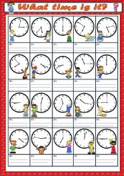 English Worksheet: What time is it?