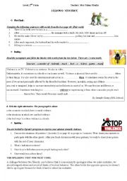 English Worksheet: Level 2 nd form  Lesson 9 Violence