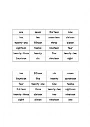 English Worksheet: Numbers bingo (using number spelling)