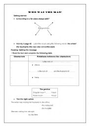 English Worksheet: Who was the man?