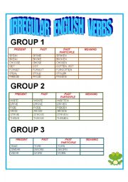 English Worksheet: IRREGULAR VERBS LIST