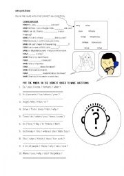 English Worksheet: Wh Questions Consolidation