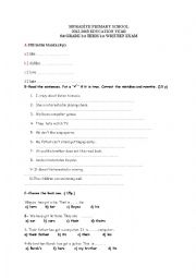 English Worksheet: 1st school term 1 written exam for 6th grades