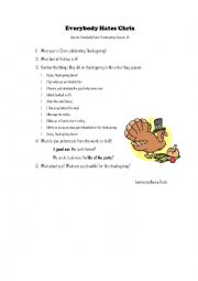 English Worksheet: Everybody hates Chris (Season 2 Ep. 8: Everybody hates thanksgiving)