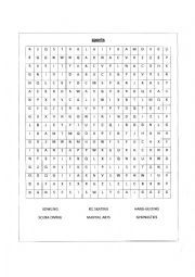 Sports wordsearch