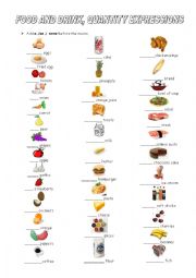 English Worksheet: food, drinks and quantity expressions